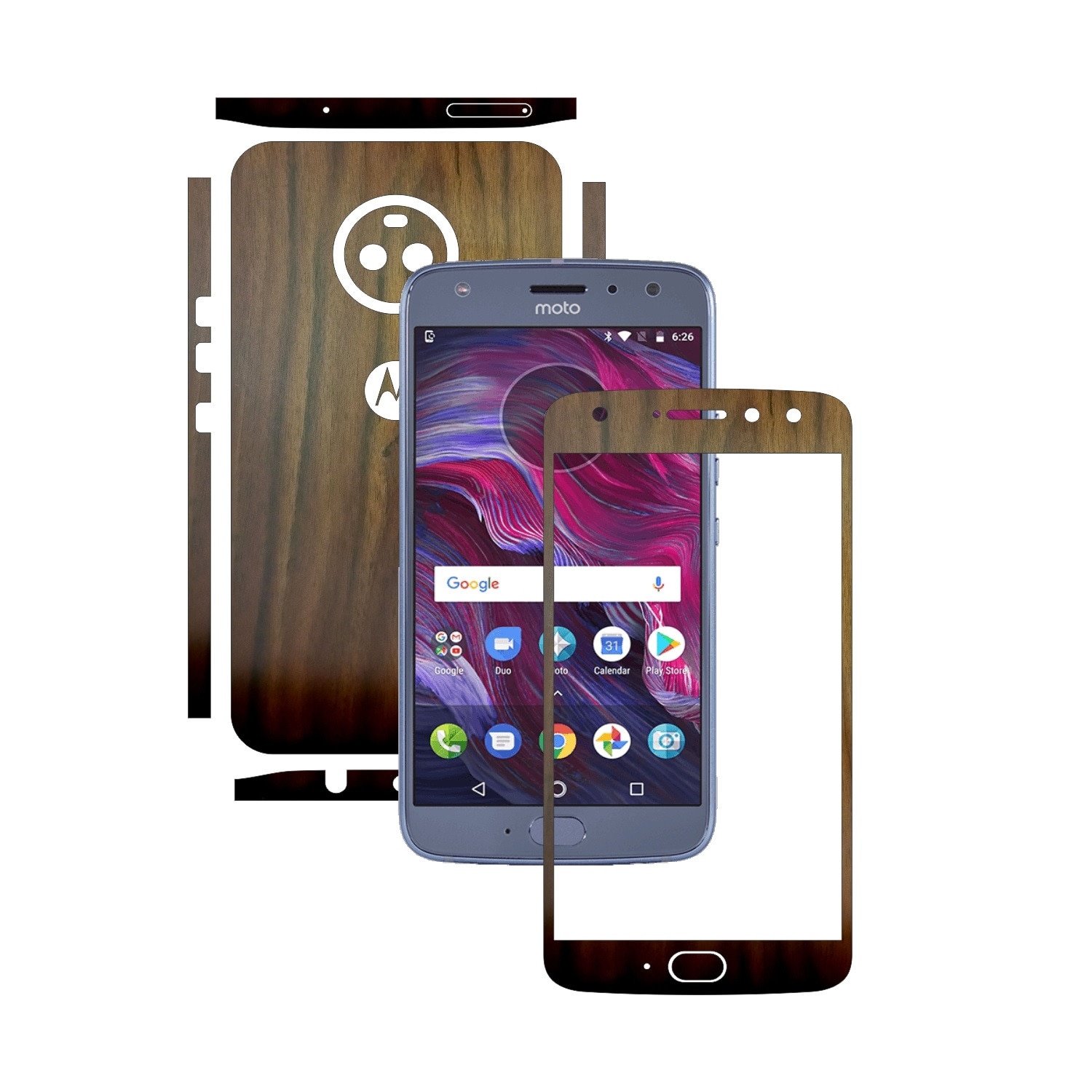 Folie de protectie Carbon Skinz, Husa de tip Skin Adeziv pentru Carcasa, Lemn Nuc Inchis dedicata Motorola Moto X4