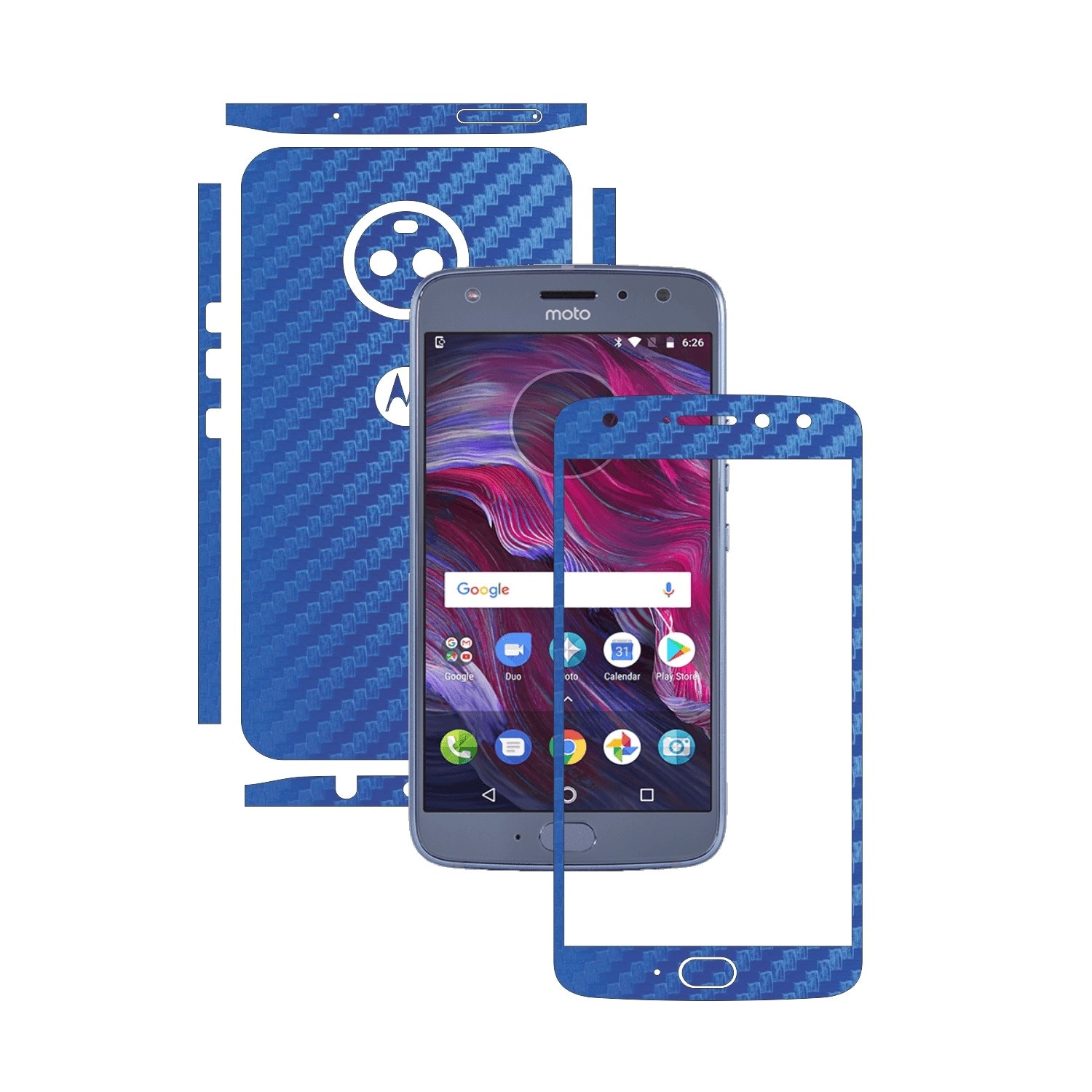 Folie de protectie Carbon Skinz, Husa de tip Skin Adeziv pentru Carcasa, Carbon Albastru dedicata Motorola Moto X4