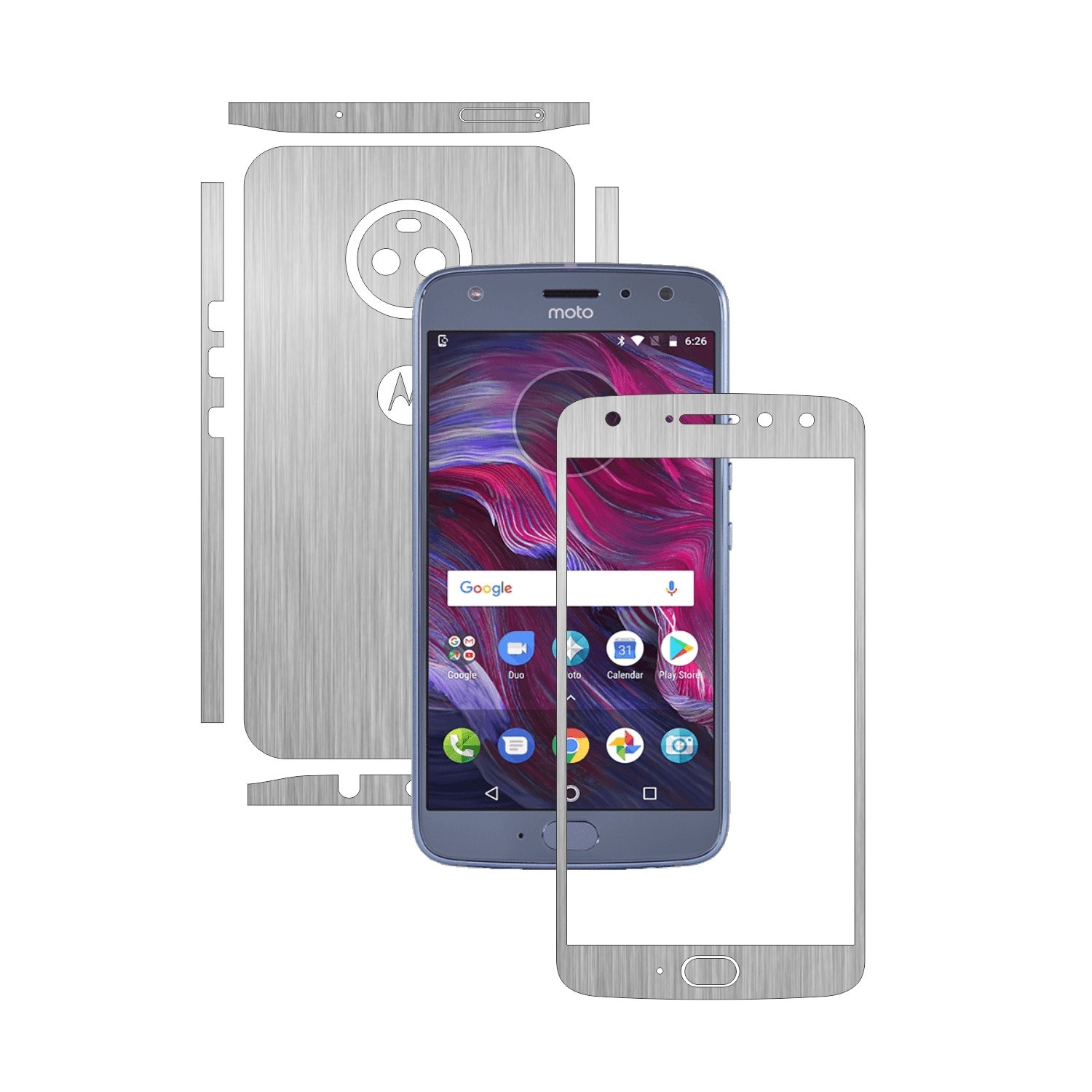 Folie de protectie Carbon Skinz, Husa de tip Skin Adeziv pentru Carcasa, Brushed Argintiu dedicata Motorola Moto X4