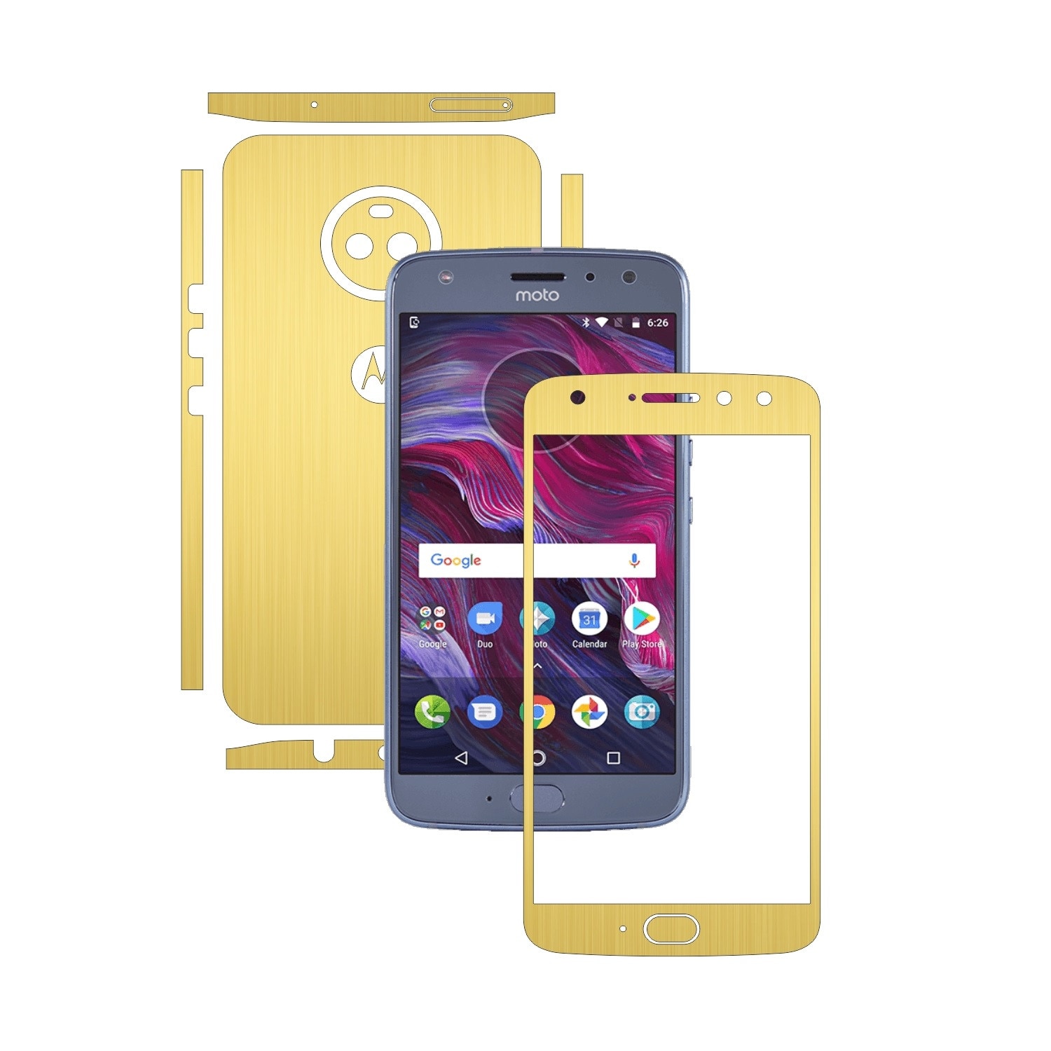 Folie de protectie Carbon Skinz, Husa de tip Skin Adeziv pentru Carcasa, Brushed Auriu dedicata Motorola Moto X4