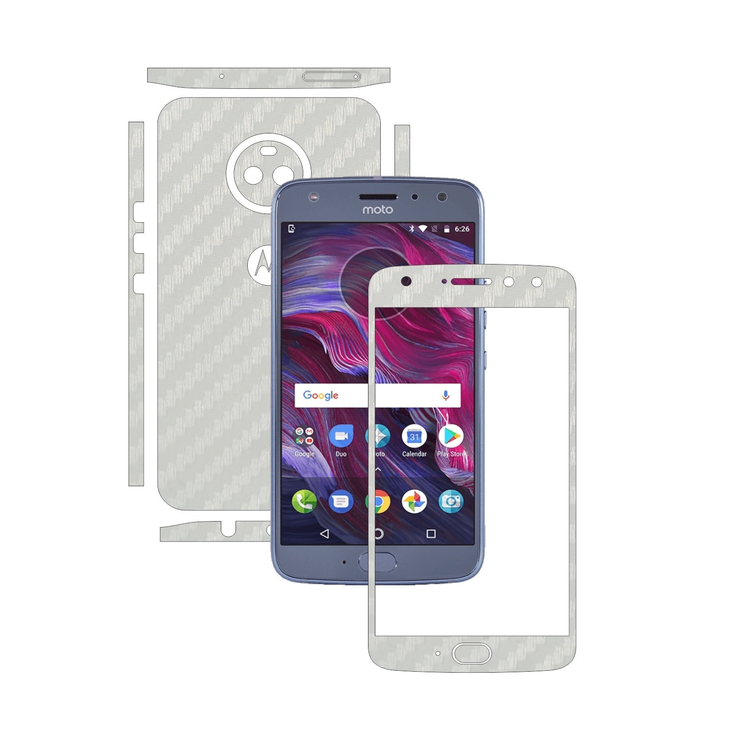 Folie de protectie Carbon Skinz, Husa de tip Skin Adeziv pentru Carcasa, Carbon Alb dedicata Motorola Moto X4