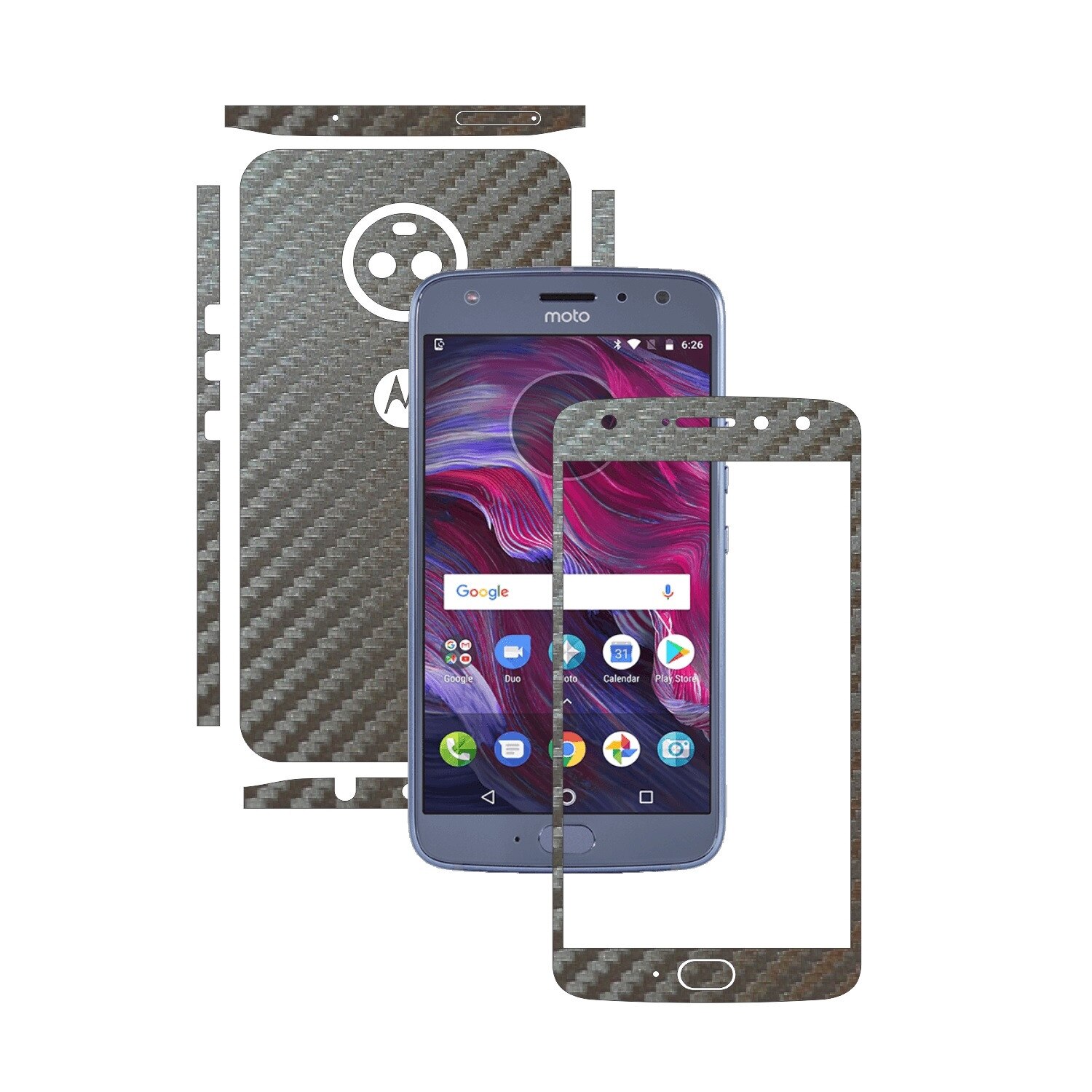 Folie de protectie Carbon Skinz, Husa de tip Skin Adeziv pentru Carcasa, Carbon Gri Argintiu dedicata Motorola Moto X4