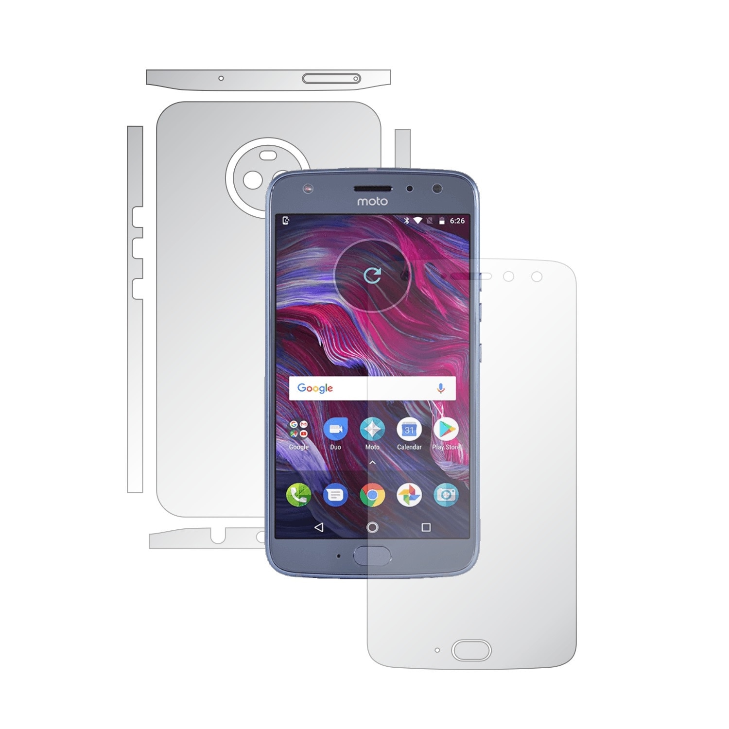 1 + 1 GRATUIT - Motorola Moto X4 - Invisible Skinz HD - Folie Protectie Siliconica Ultra-Clear pentru Ecran,Carcasa Spate si Laterale, Husa Transparenta Full Body Cover Edge to Edge de tip Skin Adeziv