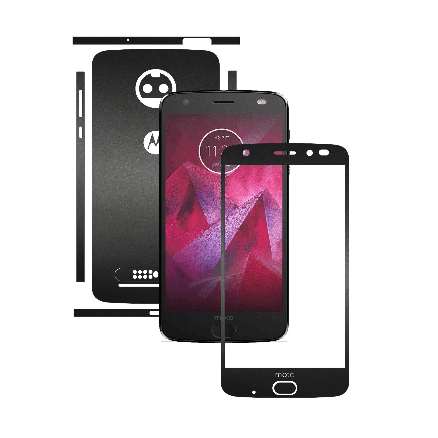 Folie de protectie Carbon Skinz, Husa de tip Skin Adeziv pentru Carcasa, Negru Mat dedicata Motorola Moto Z2 Force