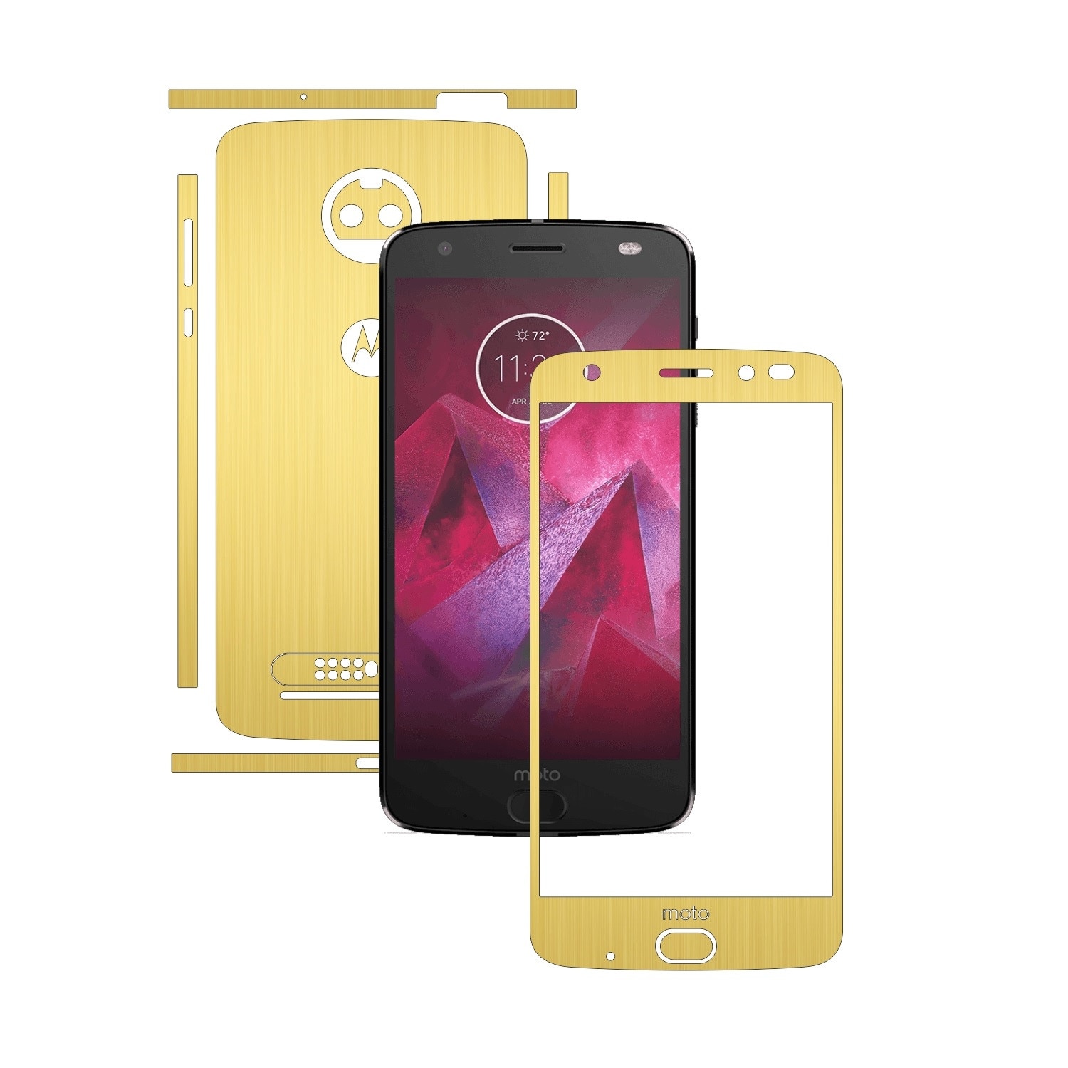 Folie de protectie Carbon Skinz, Husa de tip Skin Adeziv pentru Carcasa, Brushed Auriu dedicata Motorola Moto Z2 Force