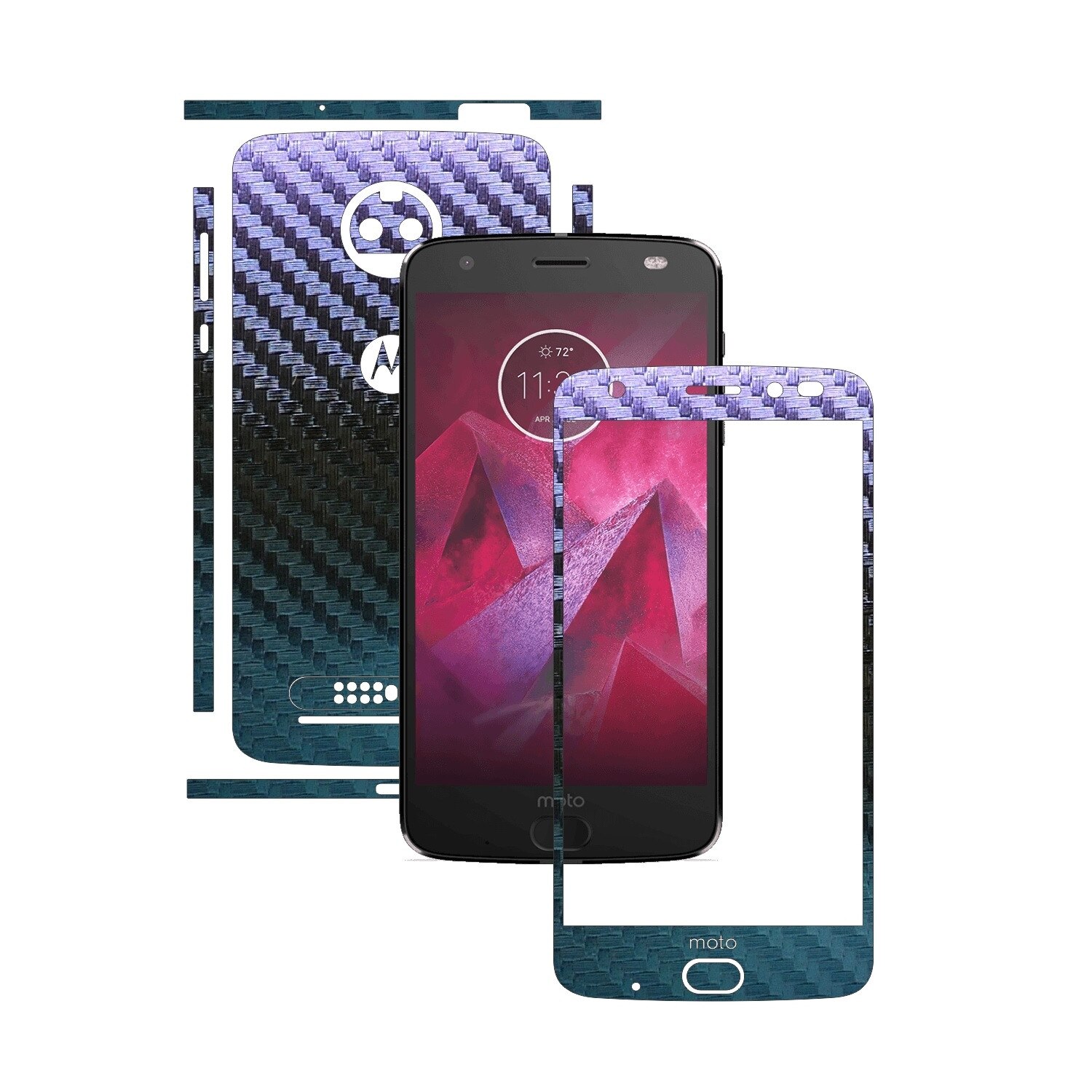 Folie de protectie Carbon Skinz, Husa de tip Skin Adeziv pentru Carcasa, Carbon Cameleon dedicata Motorola Moto Z2 Force