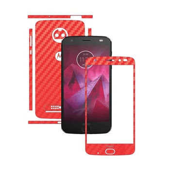 Folie de protectie Carbon Skinz, Husa de tip Skin Adeziv pentru Carcasa, Carbon Rosu dedicata Motorola Moto Z2 Force Folie de protectie Carbon Skinz, Husa de tip Skin Adeziv pentru Carcasa, Carbon Rosu dedicata Motorola Moto Z2 Force
