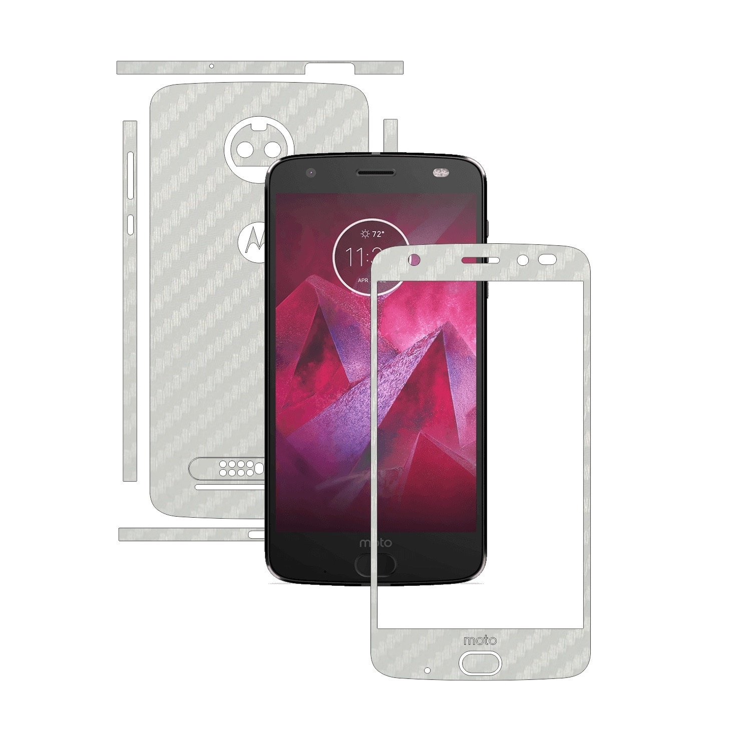 Folie de protectie Carbon Skinz, Husa de tip Skin Adeziv pentru Carcasa, Carbon Alb dedicata Motorola Moto Z2 Force