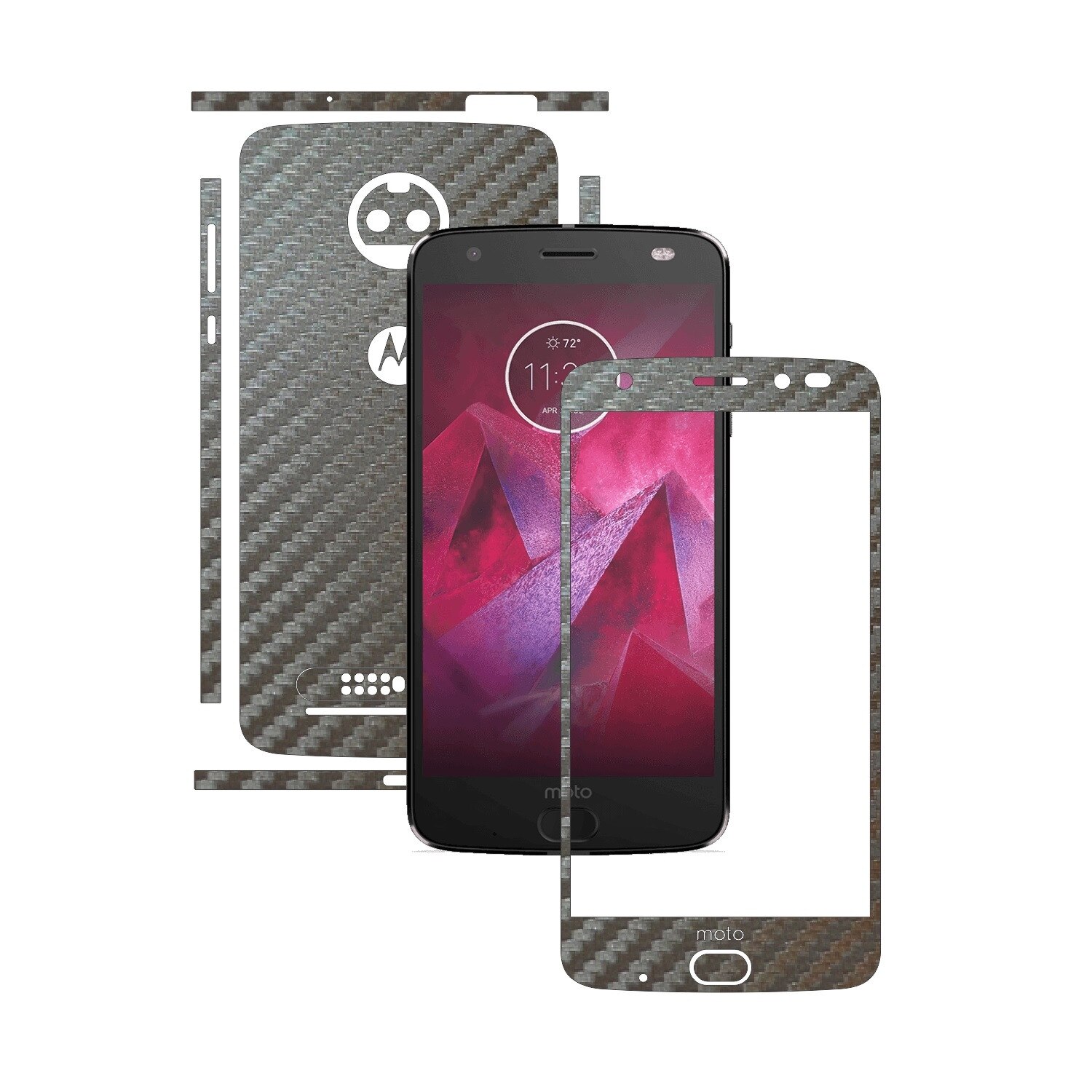 Folie de protectie Carbon Skinz, Husa de tip Skin Adeziv pentru Carcasa, Carbon Gri Argintiu dedicata Motorola Moto Z2 Force