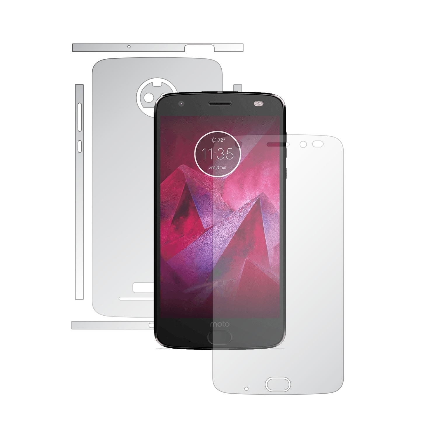 Folie Protectie Full Body Invisible Skinz Ultra-Clear AutoRegeneranta, Husa Transparenta de tip Skin Adeziv pentru Carcasa si Ecran, dedicata Motorola Moto Z2 Force