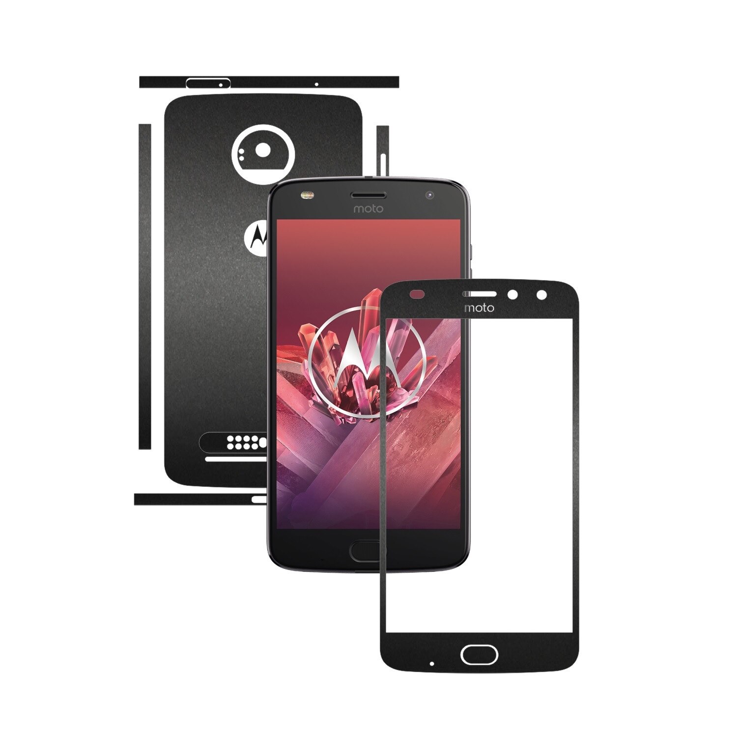 Folie de protectie Carbon Skinz, Husa de tip Skin Adeziv pentru Carcasa, Negru Mat dedicata Motorola Moto Z2 Play