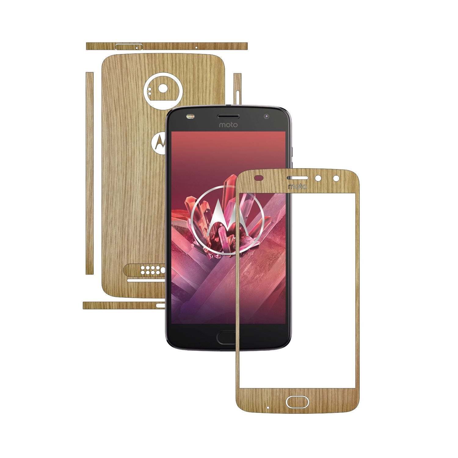 Folie de protectie Carbon Skinz, Husa de tip Skin Adeziv pentru Carcasa, Lemn Stejar dedicata Motorola Moto Z2 Play