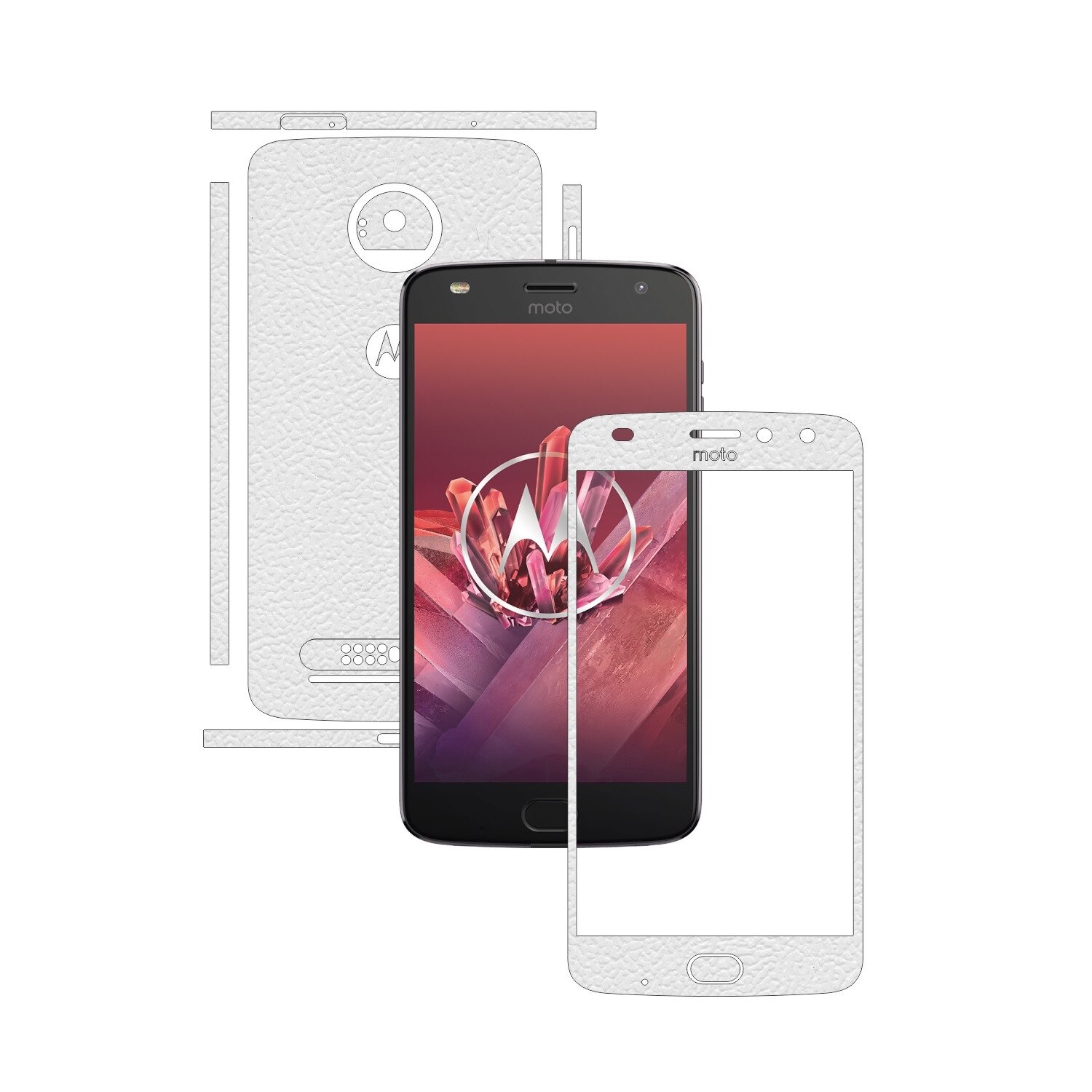Folie de protectie Carbon Skinz, Husa de tip Skin Adeziv pentru Carcasa, Piele Alba dedicata Motorola Moto Z2 Play