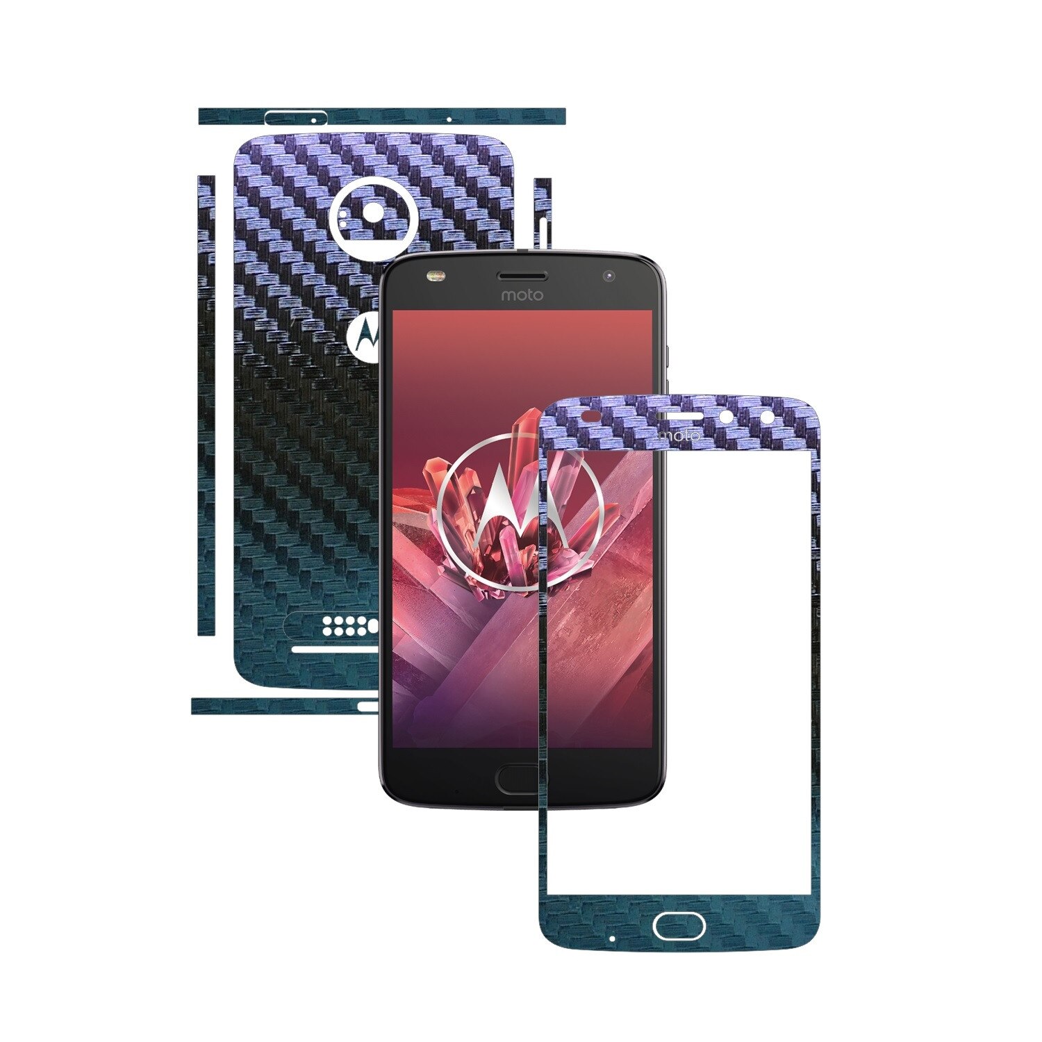 Folie de protectie Carbon Skinz, Husa de tip Skin Adeziv pentru Carcasa, Carbon Cameleon dedicata Motorola Moto Z2 Play