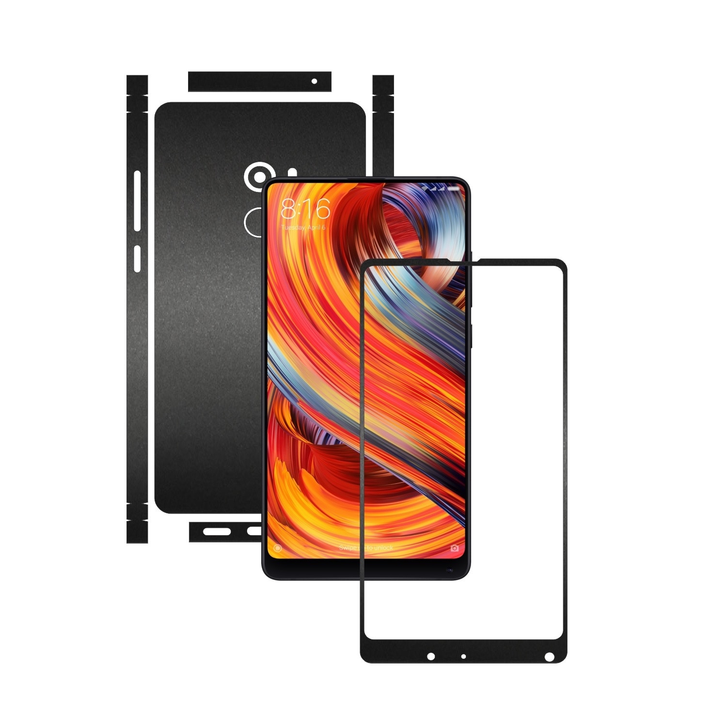Folie de protectie Carbon Skinz, Husa de tip Skin Adeziv pentru Carcasa, Negru Mat dedicata Xiaomi Mi Mix 2