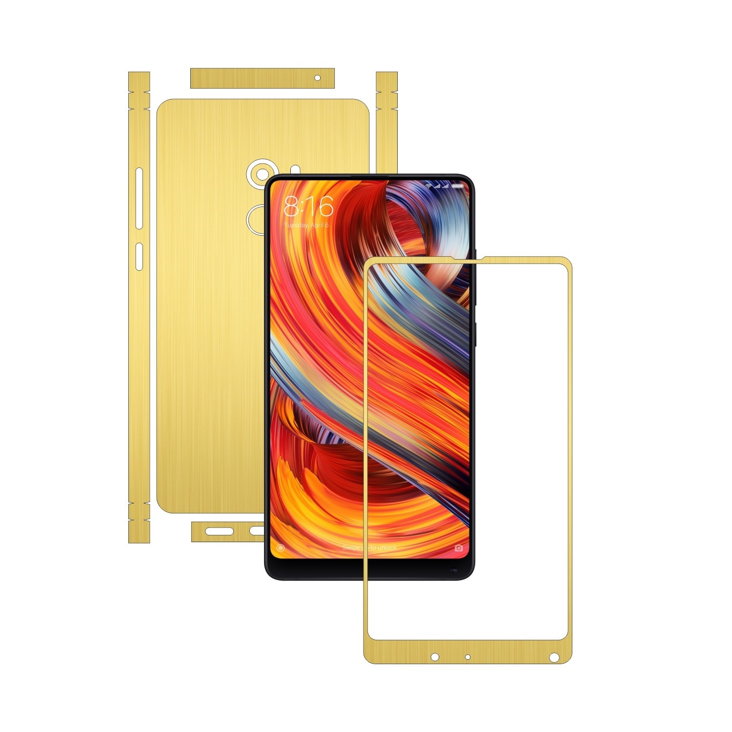 Folie de protectie Carbon Skinz, Husa de tip Skin Adeziv pentru Carcasa, Brushed Auriu dedicata Xiaomi Mi Mix 2