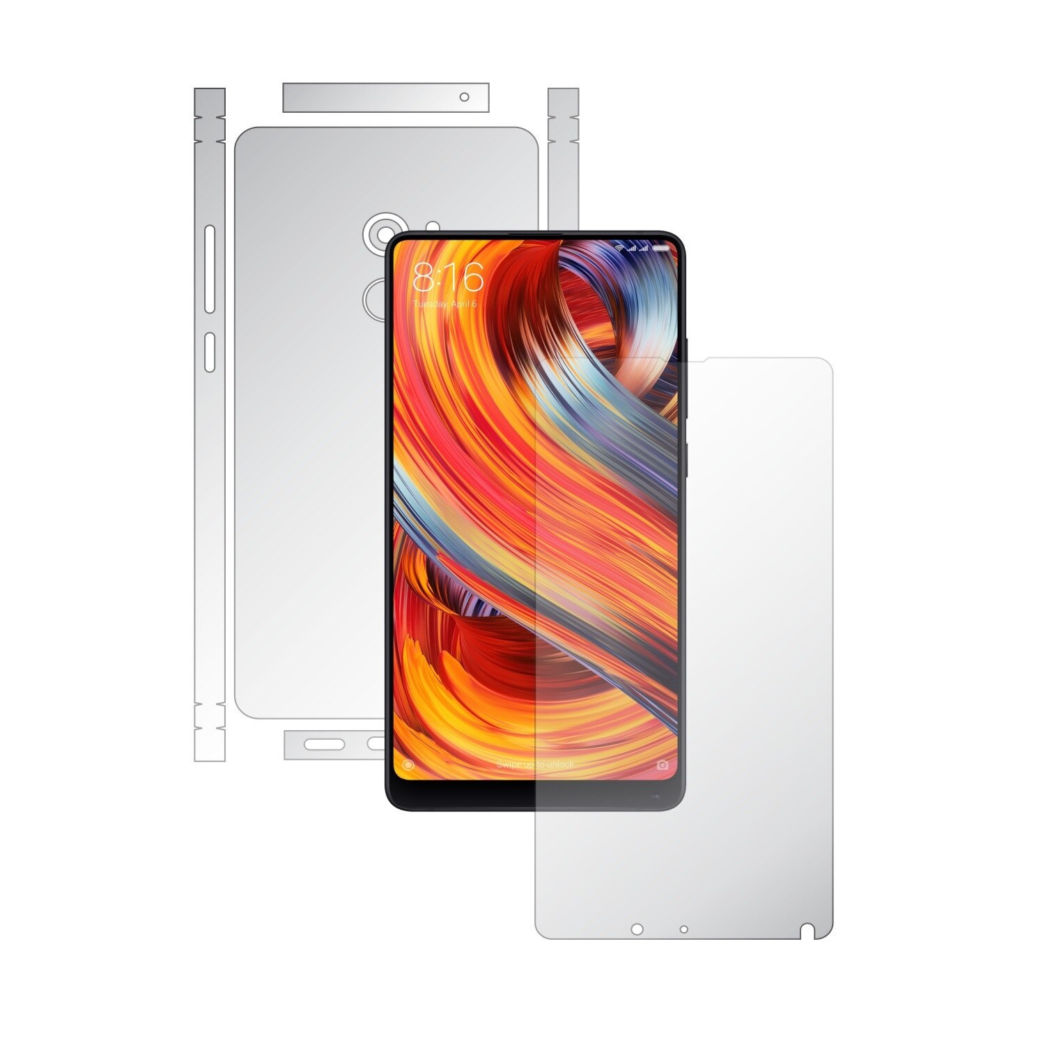 1 + 1 GRATUIT - Xiaomi Mi Mix 2 - Invisible Skinz HD - Folie Protectie Siliconica Ultra-Clear pentru Ecran,Carcasa Spate si Laterale, Husa Transparenta Full Body Cover Edge to Edge de tip Skin Adeziv