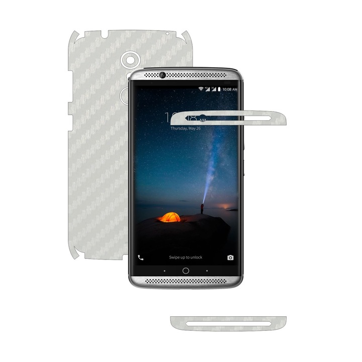 Защитно фолио Carbon Skinz, Adhesive Skin Cover for the Case, White Carbon, посветено на ZTE Axon 7 Mini