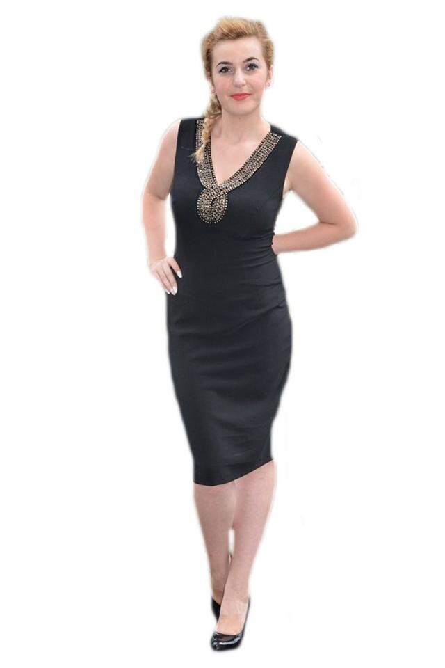 Rochie decorata cu design de colier argintiu, D&J Exclusive, Cambrat