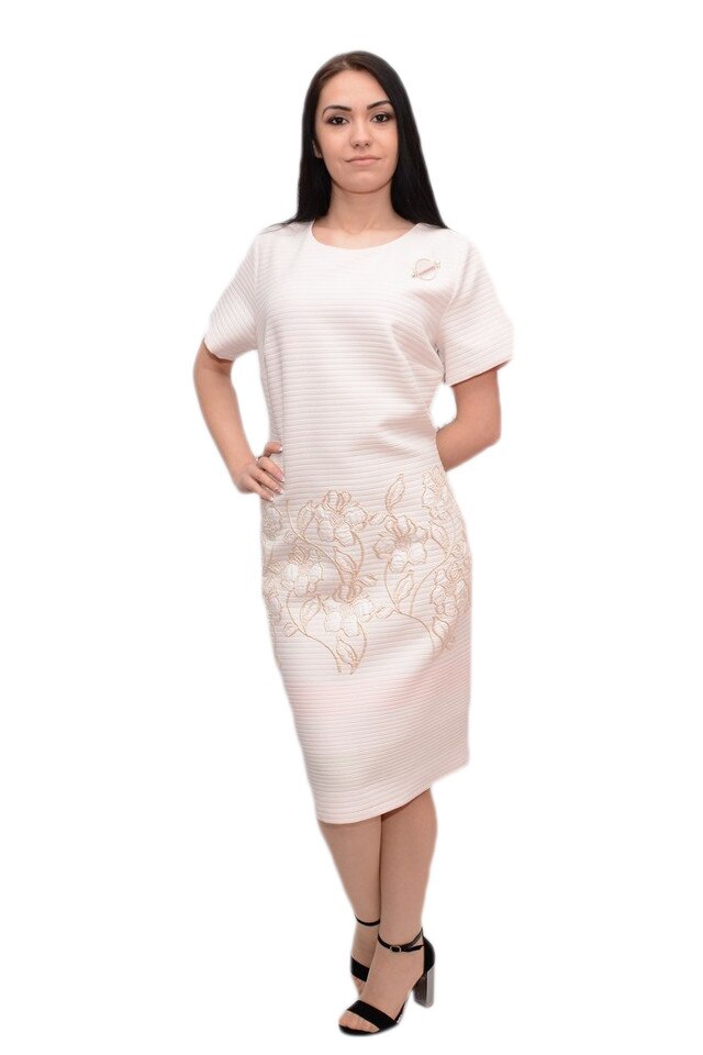Rochie deosebita cu model in tesatura si imprimeu floral, D&J Exclusive, Roz