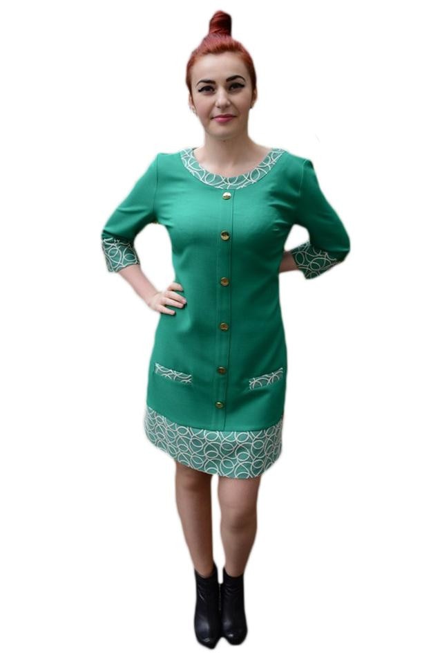 Rochie cu design brodat rafinat, D&J Exclusive, Verde