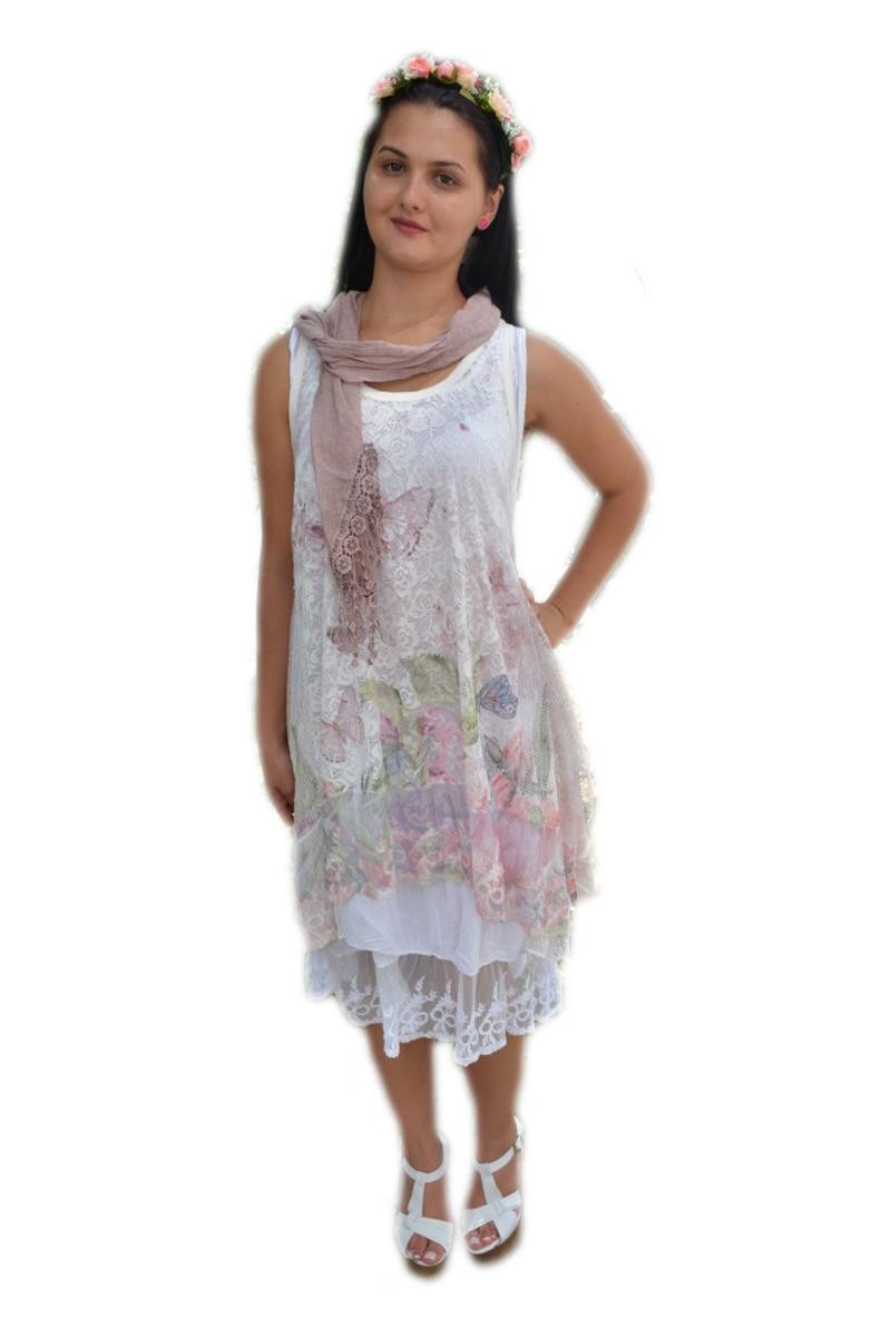 Rochie tinereasca cu dantela eleganta si broderie, D&J Exclusive