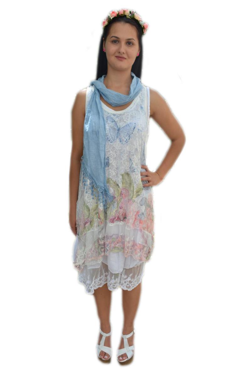 Rochie moderna cu dantela, D&J Exclusive, Alb, Alb