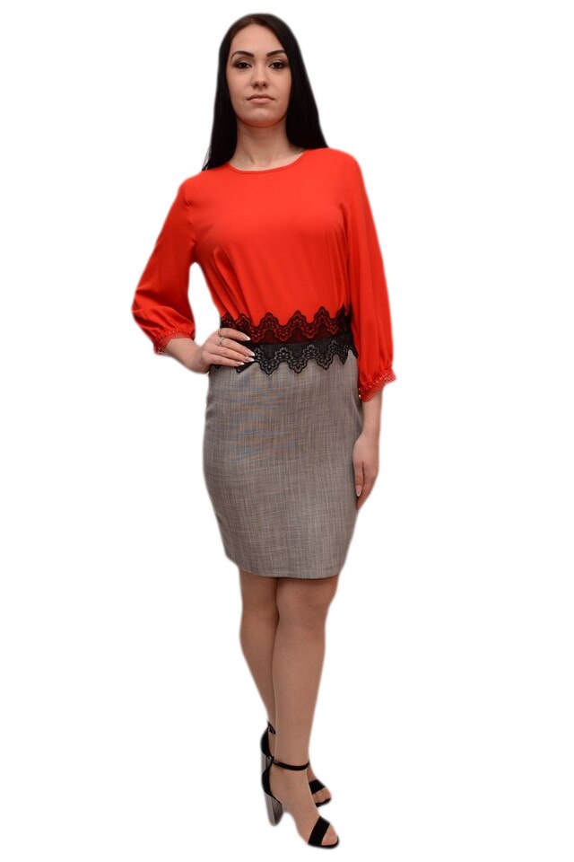 Rochie tinereasca cu aspect de doua piese, D&J Exclusive, Rosu