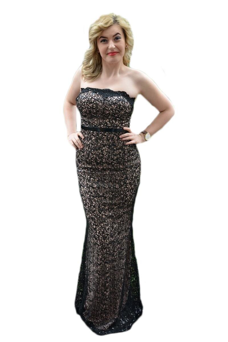 Rochie de seara lunga, D&J Exclusive, Negru/Bej