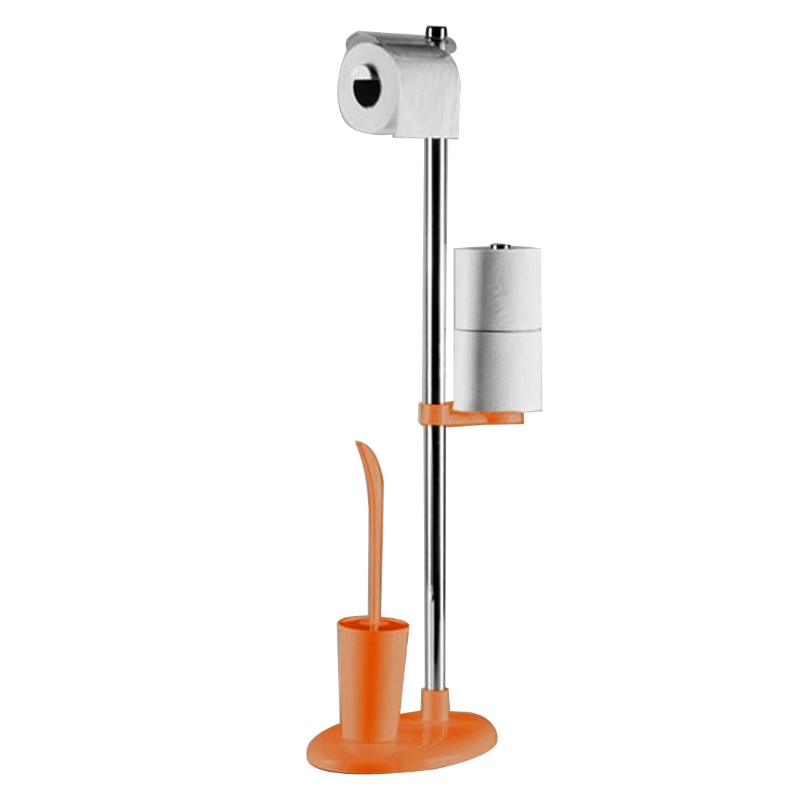 Perie WC cu suport hartie igienica orange