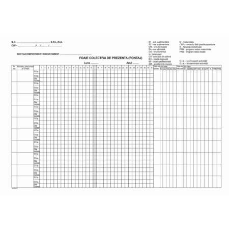 Foaie Colectiva De Prezenta A4 Hartie Offset 60 Gr Mp 1 Ex 100 File Emag Ro
