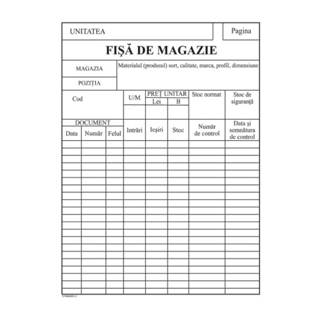 Fisa Magazie A5 Carton Duplex 300 Gr Mp Spate Gri Emag Ro