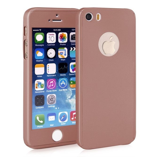 Expanding Four alarm Husa iPhone 5 / 5S / SE PROTECTS 360 + folie sticla, Rose Gold - eMAG.ro