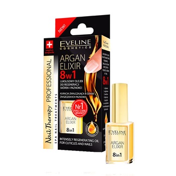 Ulei pentru unghii si cuticule, Eveline Cosmetics, elixir 8 in 1 cu ulei de argan,12 ml Ulei pentru unghii si cuticule, Eveline Cosmetics, elixir 8 in 1 cu ulei de argan,12 ml