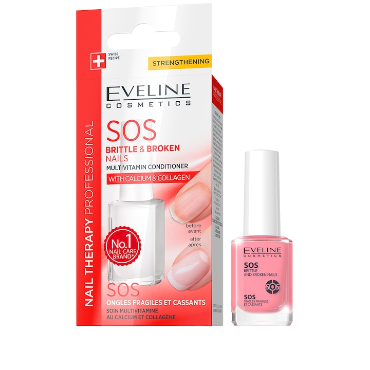 Tratament profesional pentru unghii, SOS, rupte si fragile, Eveline Cosmetics, 12 ml