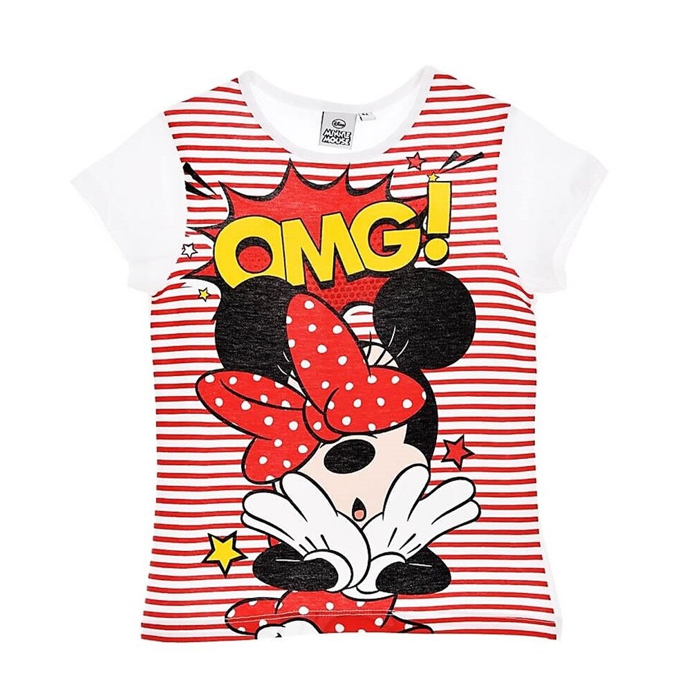 Tricou Disney cu Minnie Mouse, Alb/Rosu