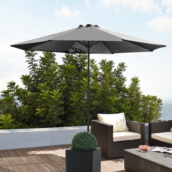 [casa.pro]® Kerti napernyő Ø 300 x 230 cm napellenző vízlepergető poliészter szürke