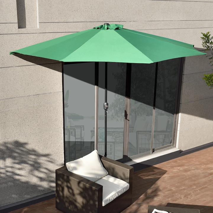 [casa.pro]® Napernyő félköríves 300 x 150 x 30 cm fali napellenző zöld erkélyre teraszra