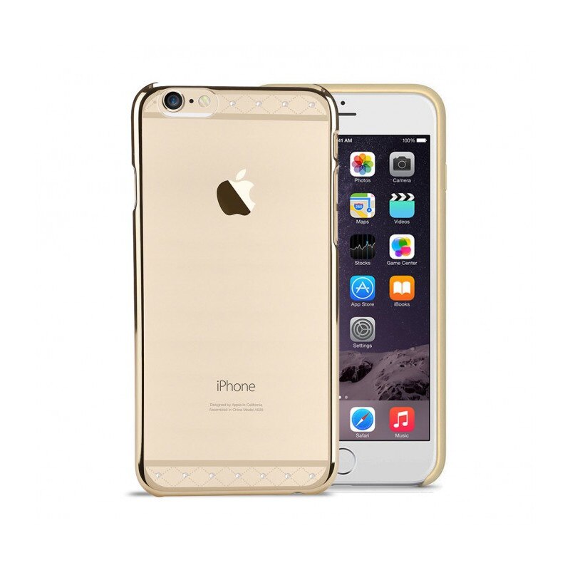 Husa Capac Silicon Astrum MC230 Apple Iphone 6/6S Plus Gold cu Cristale