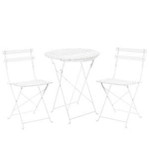 Set Mobilier Gradina Bistro Masa Rotunda Cu 2 Scaune Casa Pro Metal Lemn 60 X 70 Cm Alb Emag Ro
