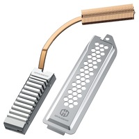 Sistem de racire heatpipe pentru SSD M.2 NVMe Corenia G-PS5HS01-COV, heatpipe cupru O7 mm, lamele cupru si corp aluminiu, pentru PS5, argintiu/cupru, P/N QRE-5082074