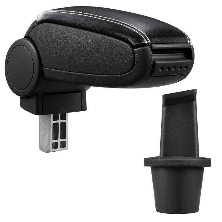 Cotiera pentru Dacia Duster 1 ( 04.2010-2017 ), model AVR, negru, capac piele ecologica cu cusatura alba