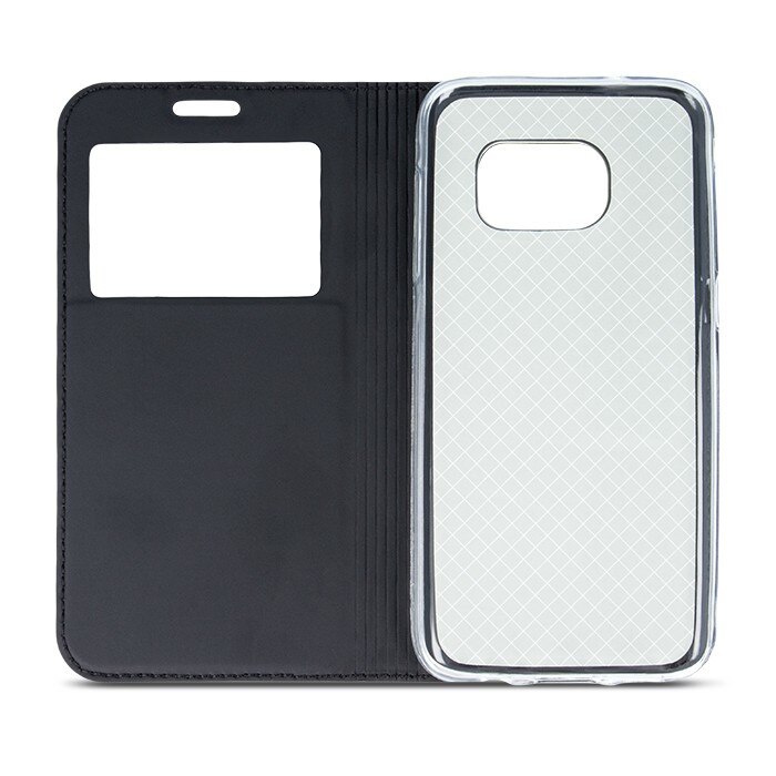 Husa tip flip-cover OEM Smart Look pentru Huawei Y7, Negru