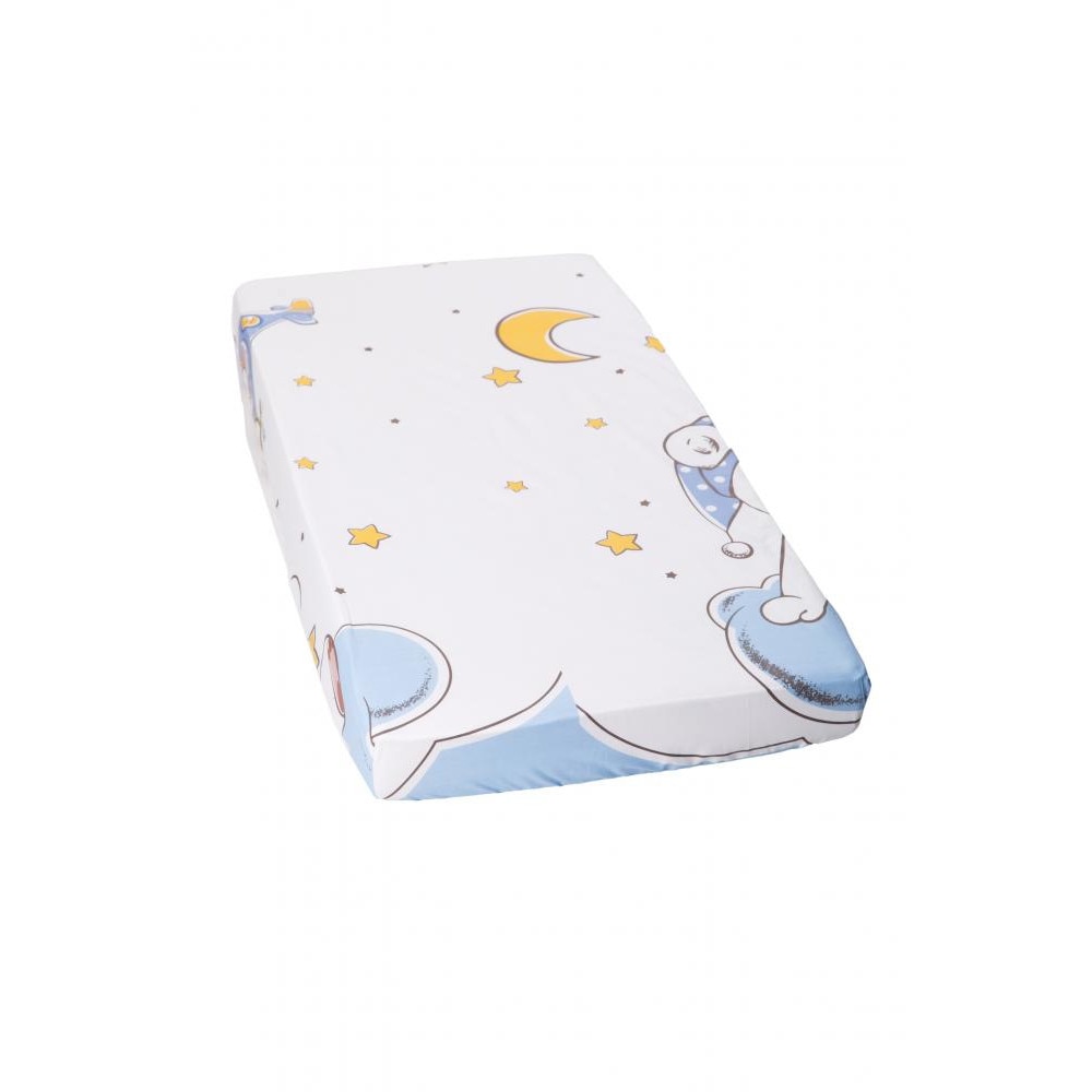 Cearceaf din bumbac cu elastic Blue Bear Cloud 120x60 cm