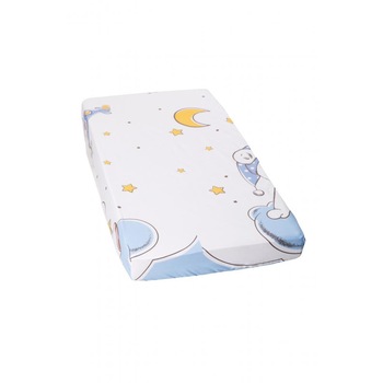 Cearceaf din bumbac cu elastic Blue Bear Cloud 120x60 cm Cearceaf din bumbac cu elastic Blue Bear Cloud 120x60 cm