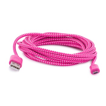Cablu USB-MICRO USB, roz-alb, 3 m Cablu USB-MICRO USB, roz-alb, 3 m