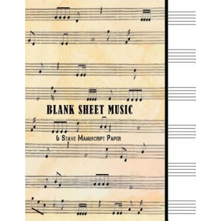 Blank Sheet Music: 6 Stave Manuscript Paper: 100 Pages 8.5" X 11" Music Journal Notebook Piano, Guitar Etc, Blank Books Journals (Author)