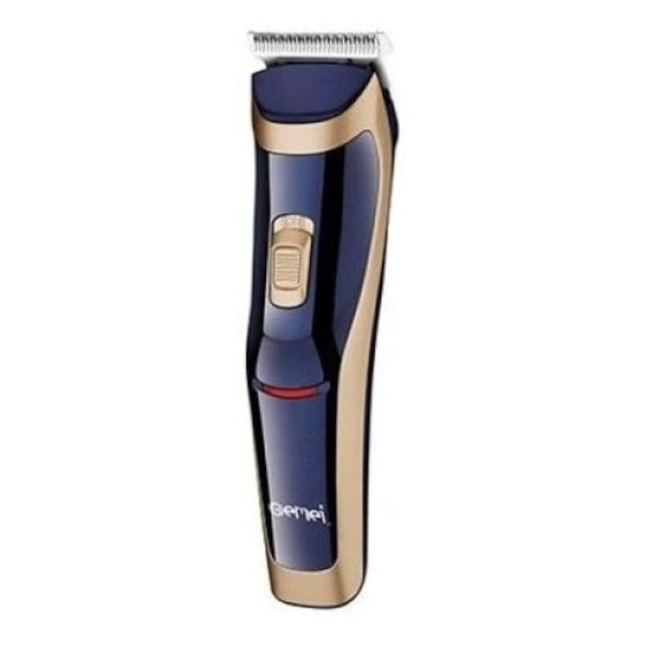 Aparat de Tuns Reincarcabil Gemei GM-6005, Lame otel inoxidabil, 4 Accesorii - Ergonomic - Gold