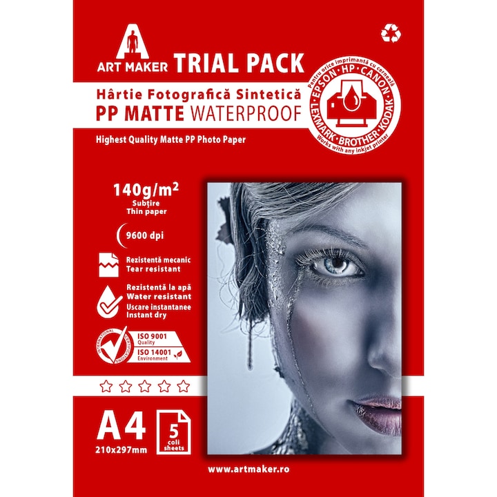 Hartie sintetica PP (Polipropilena) Mat, A4, 5 coli, Waterproof