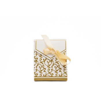 Marturii nunta / botez, Alb si auriu cu fundita Marturii nunta / botez, Alb si auriu cu fundita